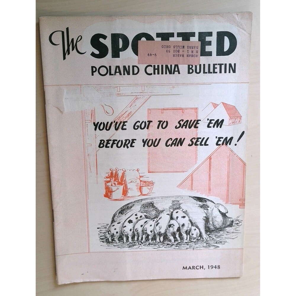 The Spotted Poland China Bulletin Magazine March 1948 Hog Farming Livestock